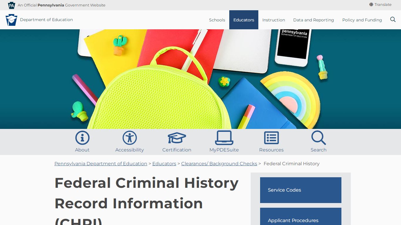 Federal Criminal History Record Information (CHRI)